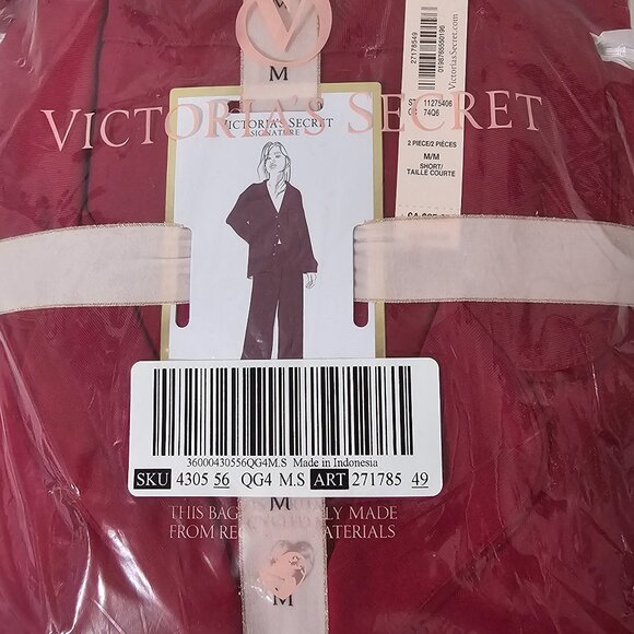 Victoria's Secret Modal Soft Bow Long Pajama Set - Red Lacquer - Size M/Short - Picture 4 of 4